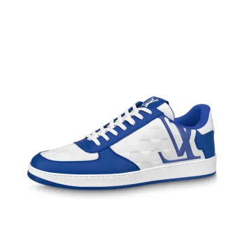 LOUIS VUITTON Rivoli Sneakers 'White Plaid With Blue Side Logo'