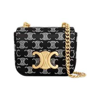 CELINE Triomphe Satin Crossbody Bag, Shoulder Bag Mini Women's Black