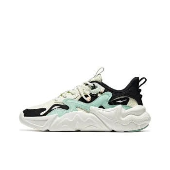 Erke Heaven And Earth Anti Slip Wear Resistant Low Top Sports Casual Shoes Women's White Black Cyan