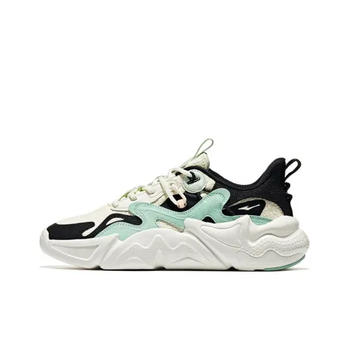 Erke Heaven And Earth Anti Slip Wear Resistant Low Top Sports Casual Shoes Women's White Black Cyan