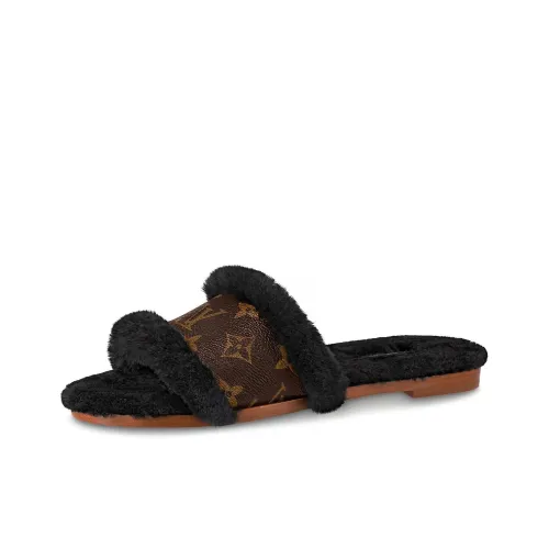 LOUIS VUITTON Lock It Slide Slippers Women's Brown