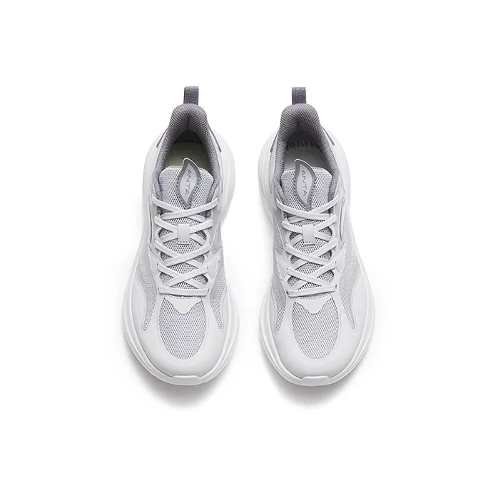 Anta Leaf 3.0 Cushioning Anti Slip And Wear Resistant Low Top Running Shoes Women's Gray White-2