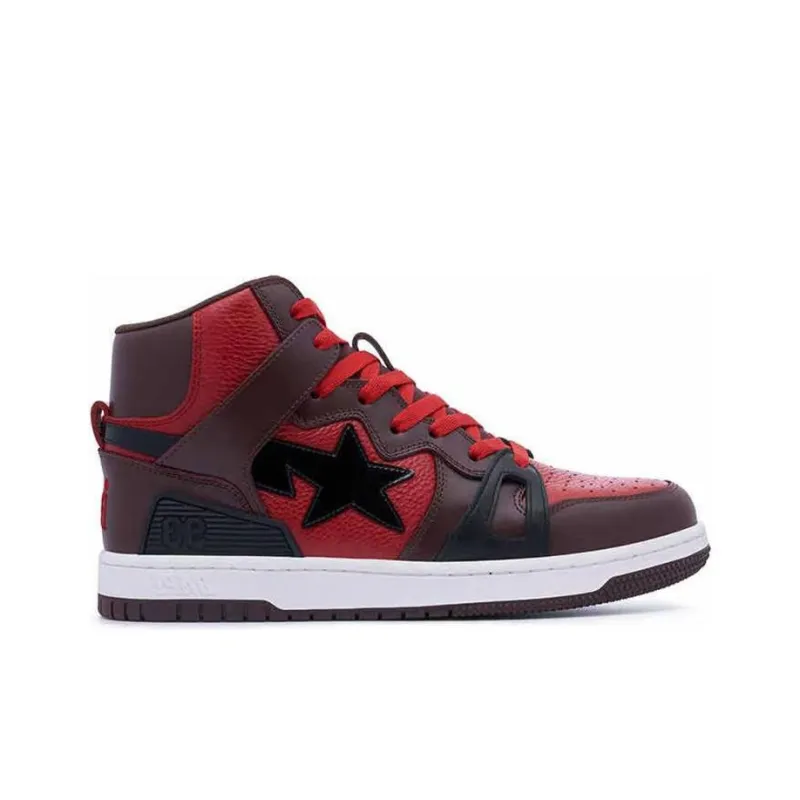 A BATHING APE STA 93 High Stylish Skateboarding Shoes Men's Red Brown-1