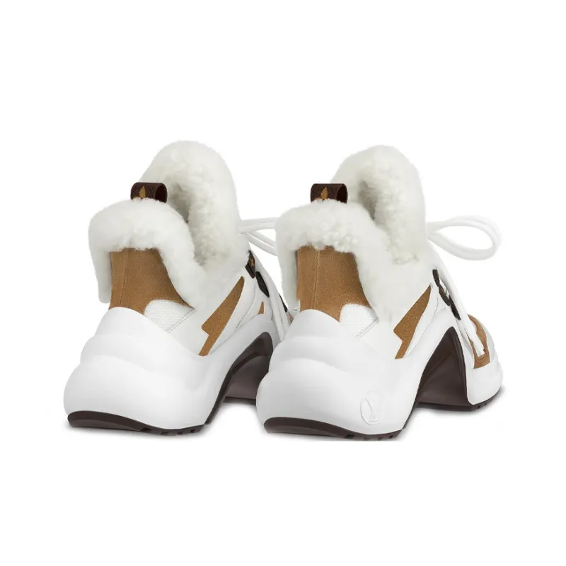 LOUIS VUITTON Lv Archlight Shearling Sneakers 'White Brown' Women's-3