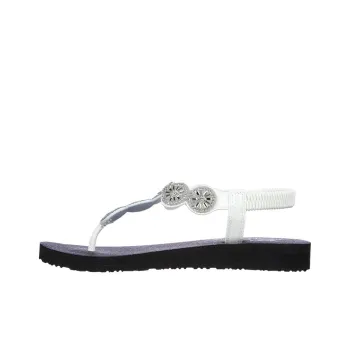 Skechers Meditation Rubber Sole Slip-Resistant Recognition Slippers Women's Black White