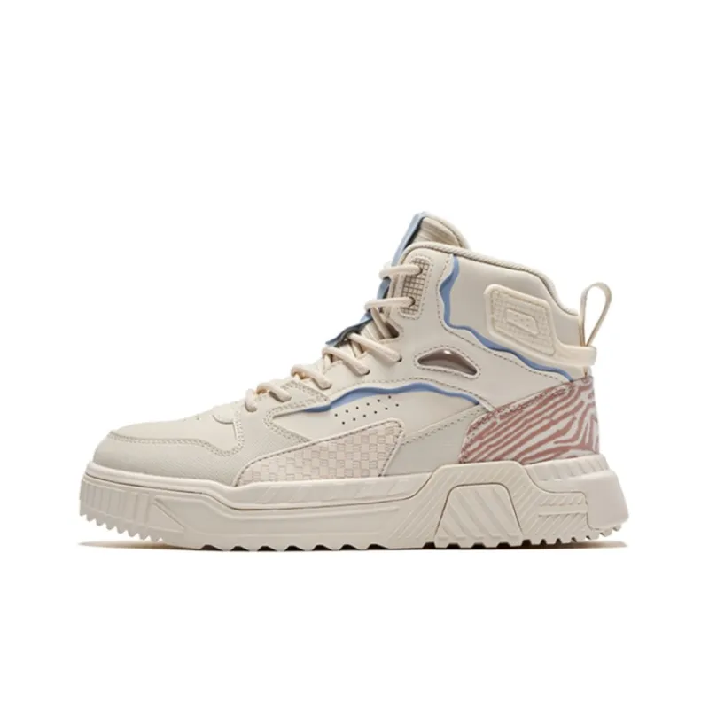 QIAODAN White Tiger 2.0 Lightweight Wear-resistant And Non-slip High-Top Skateboard Shoes Women's Vanilla Yellow-0