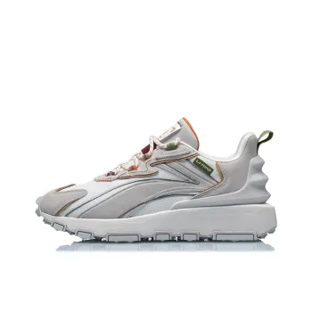 LiNing Candle Dragon Cushioning Wear Resistant Low Top Running Shoes Men's White Gray