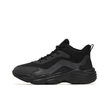 Anta Walker Slip Resistant Warm Mid Top Sports Casual Shoes Black Gray
