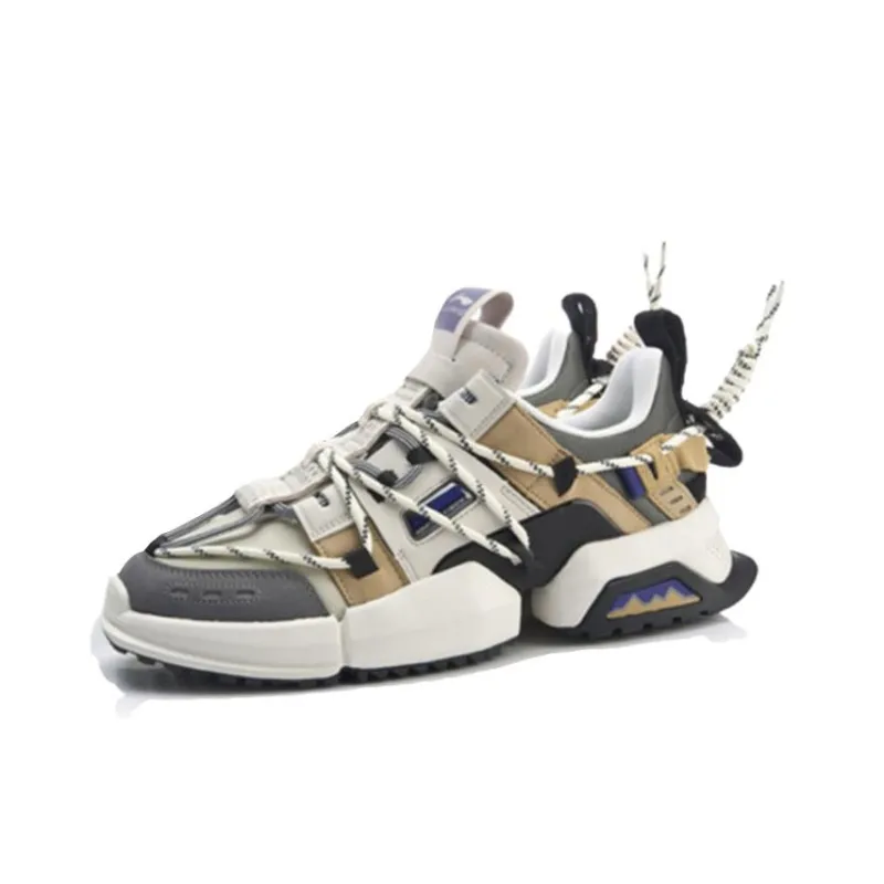 LiNing Cushioning Anti Slip And Wear Resistant Chunky Sneakers Men's Gray Brown-2