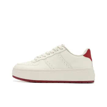 QIAODAN Five Centimeters Skateboard Shoes Women's Low-Top Ivory/Iron Red