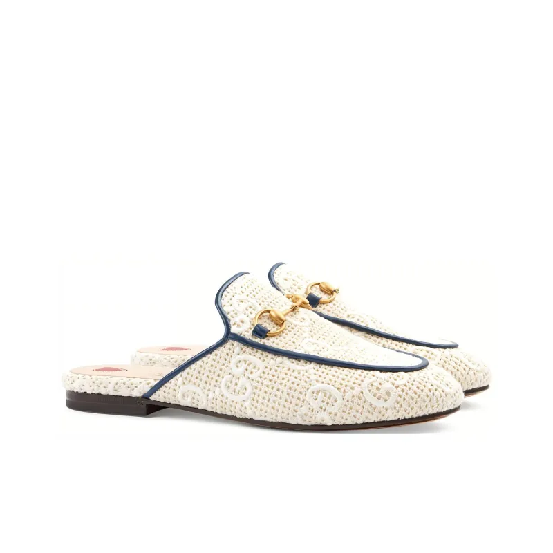GUCCI Princetown Genuine Leather Sole Wrap-toe Slippers Women's White-2