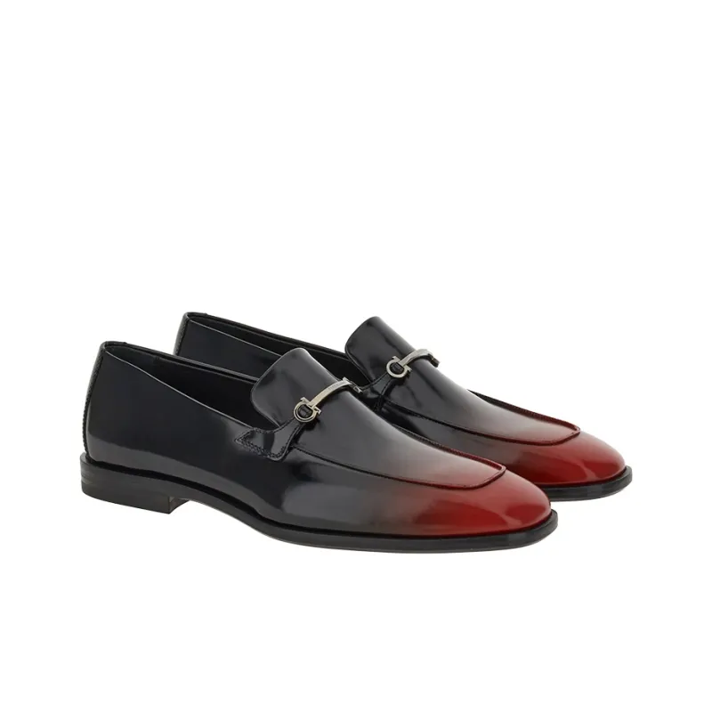 FERRAGAMO Gancini-buckle Gradient Leather Loafers-1