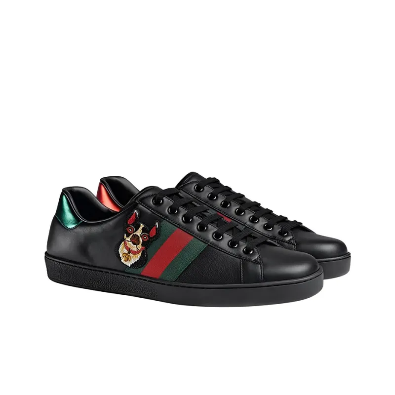 GUCCI Ace Stylish Skateboarding Shoes Men's Black-2