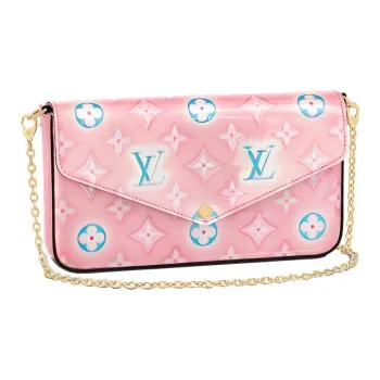 LOUIS VUITTON Félicie Pochette Monogram Verni Light Pink Neon