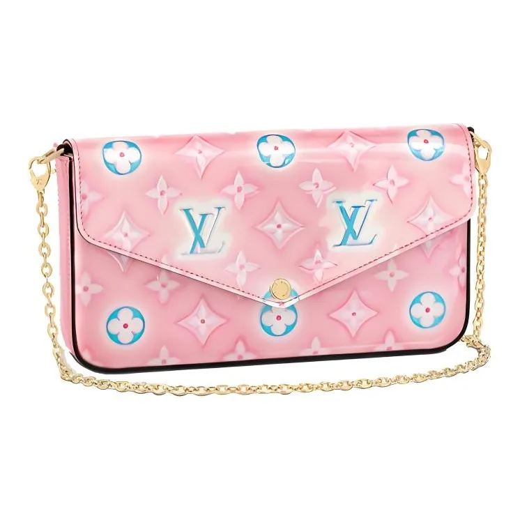 LOUIS VUITTON Félicie Pochette Monogram Verni Light Pink Neon-0