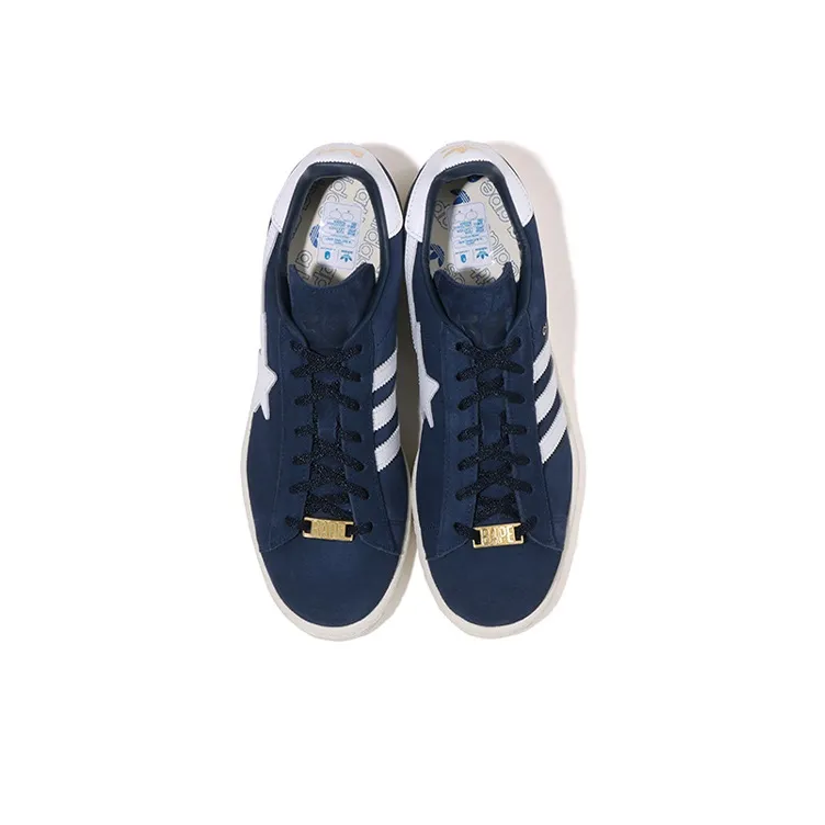 Adidas Originals x A BATHING APE Campus 80 Casual Skateboard Shoes Unisex Midnight Blue-3