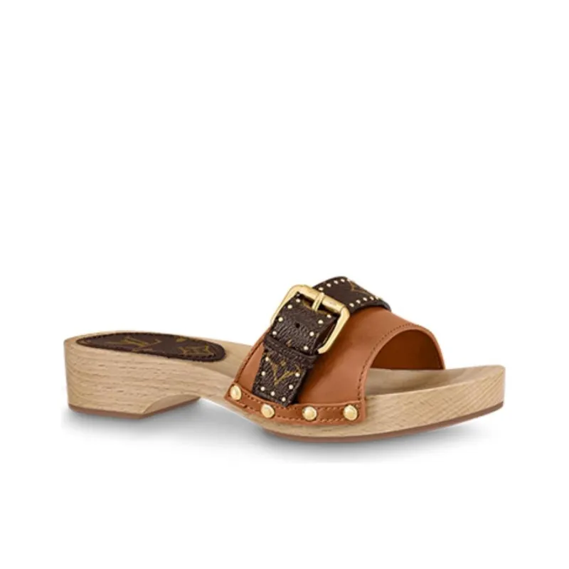 LOUIS VUITTON Cottage Slip Resistant Slide Slippers Women's Brown-1