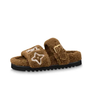 LOUIS VUITTON Paseo Comfort Odor Resistant Slide Slippers Women's Brown