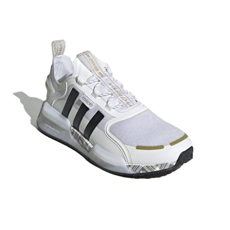 Adidas Nmd R1 V3 White Black Gold Tartan Trefoil-2