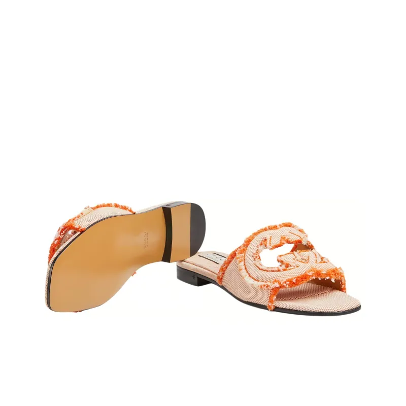 GUCCI Interlocking Slide Slippers Women's Orange-5