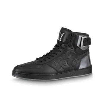 LOUIS VUITTON Rivoli Ankle Sneakers 'Black Monogram With Silver'