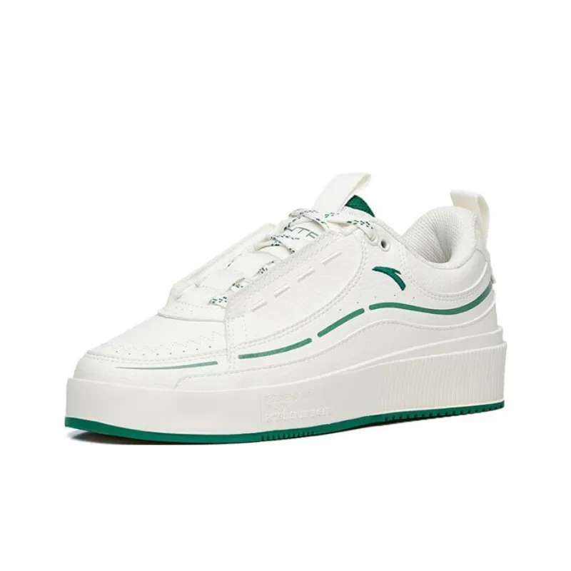 Anta Life Collection Slip Resistant Cushioning Wear Resistant Low Top Skateboard Shoes Women's White Green-1