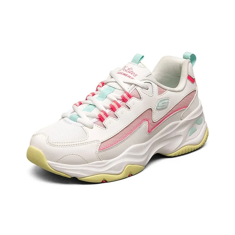 Skechers D'Lites 4.0 Chunky Sneakers Women's Low Top White/Pink/Yellow-2