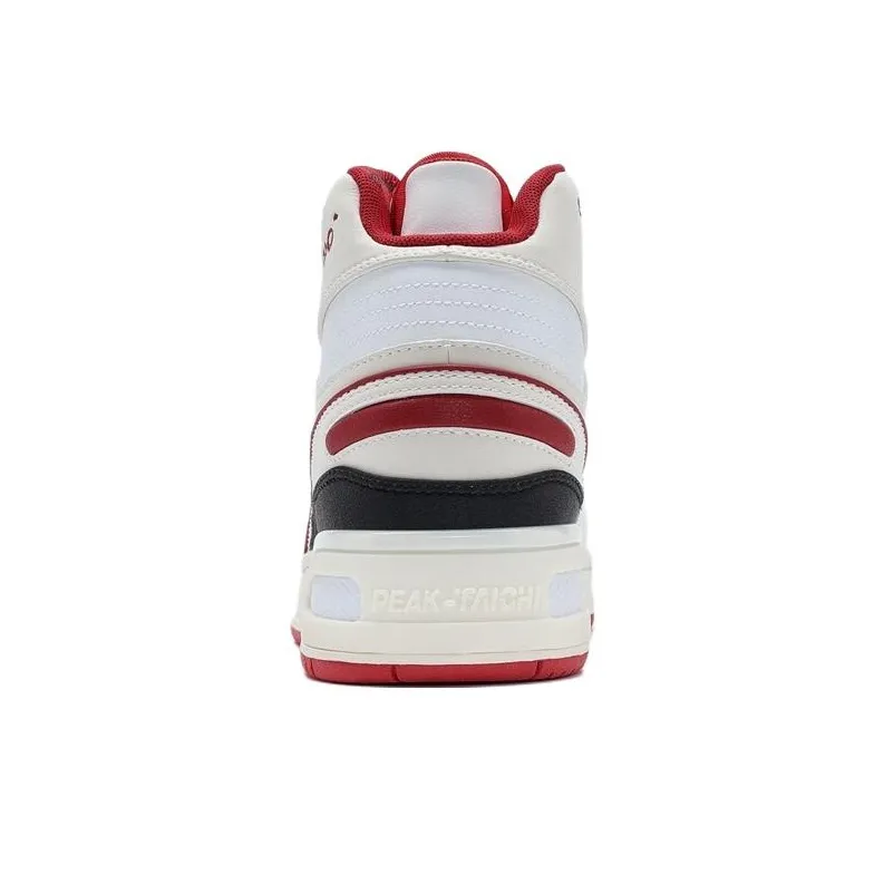 PEAK Taichi 910 OG Anti Slip Wear Resistant High Top Skateboard Shoes Men's White Red-3