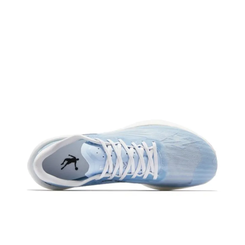 QIAODAN Feiying PB2.0 Cushioned Slip Resistant Abrasion Resistant Low Top Marathon Running Shoes Men's Blue White-3