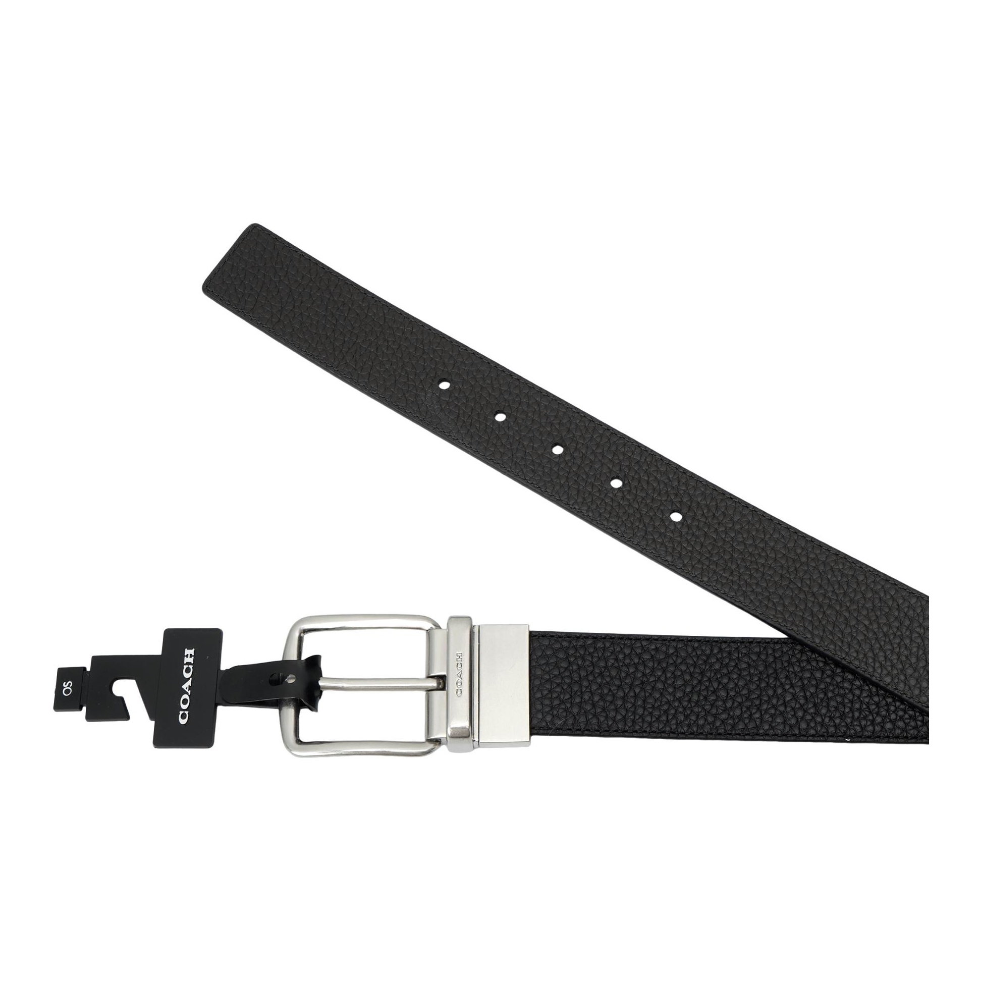 COACH Harness Buckle Cut-To-Size Reversible Belt Men's Black COACH Harness Buckle Cut-To-Size Reversible Belt Men's Black