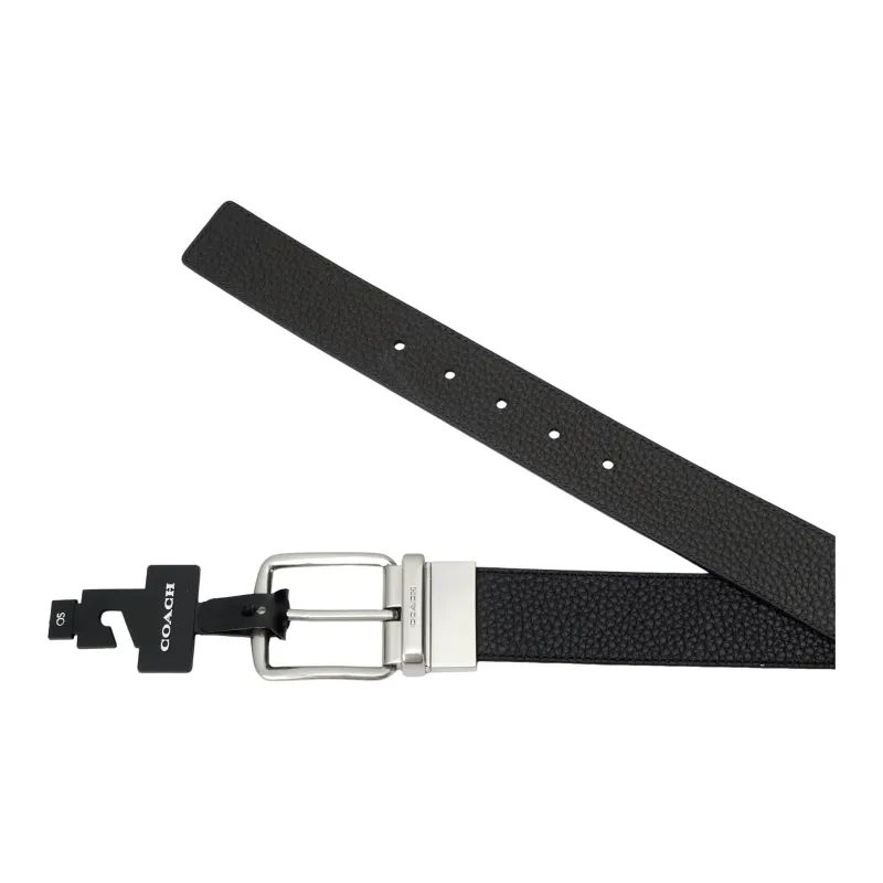 COACH Harness Buckle Cut-To-Size Reversible Belt Men's Black-3