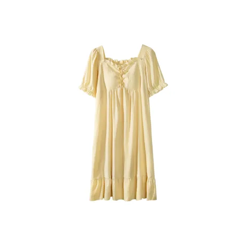 YOUKESHU Nightgown Women's Custard