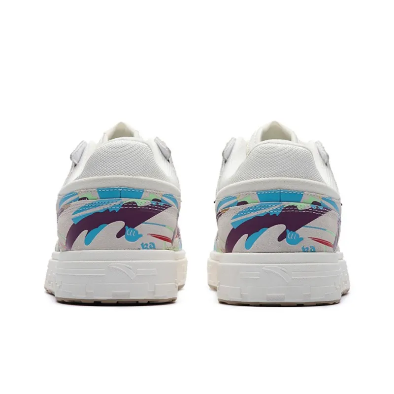 Anta Street Naughty Anti-Slip Wear-Resistant Low-Top Skateboard Shoes Men's White Blue Purple-3
