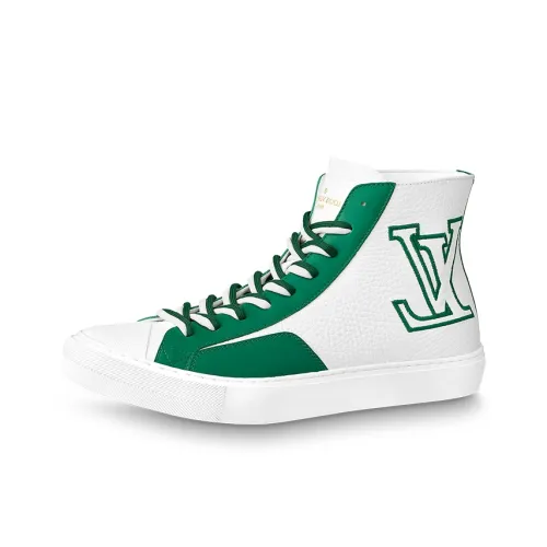 LOUIS VUITTON Tattoo Skateboard Shoes Men High-Top White/Green