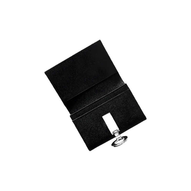 BVLGARI Grain Calfskin Key Pouch Women's Black-2