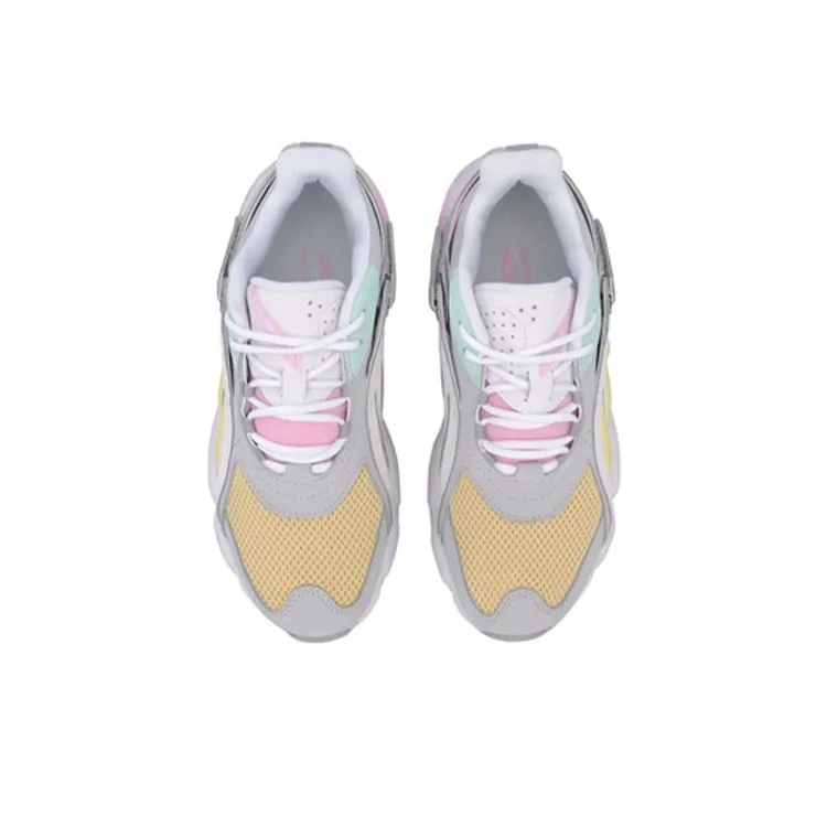 LINING Butterfly Chunky Sneakers Women's Low Top Microcrystalline Gray/Cherry Blossom Pink-2