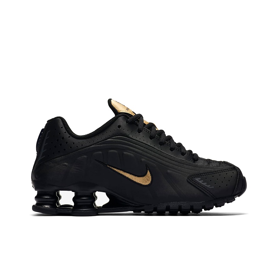 Nike Shox R4 Black Metallic Gold GS - POIZON