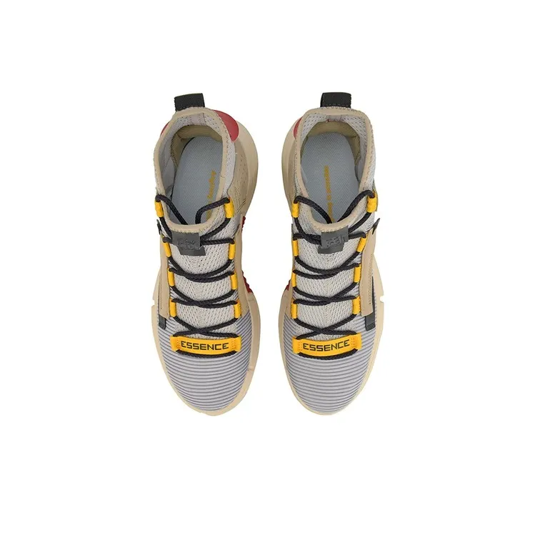 LINING Essence 2 Vintage Basketball Shoes Men High Top Gray/Yellow-3