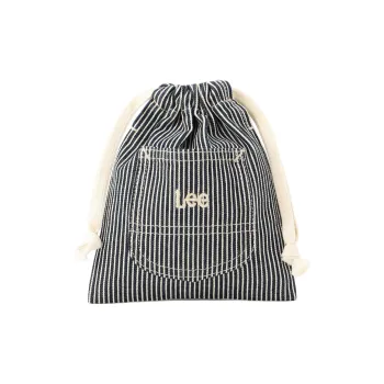 Lee Cotton Drawstring Bag Coin Purse Small Size Women's Black White