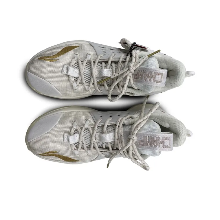 LiNing SONIC 7 CBA League PE Anti Slip Wear Resistant Low Top Basketball Shoes Men's White Gold-3