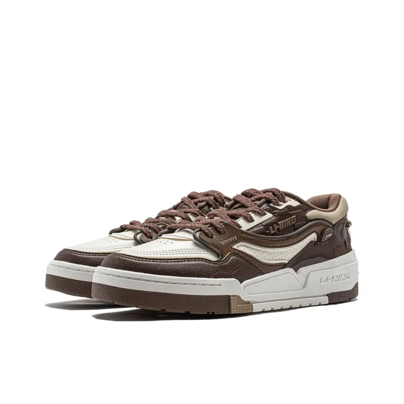 LiNing 001 BTC Slip-Resistant Cushioning Wear-Resistant Support Low-Top Skateboard Shoes Men's White Umber-2