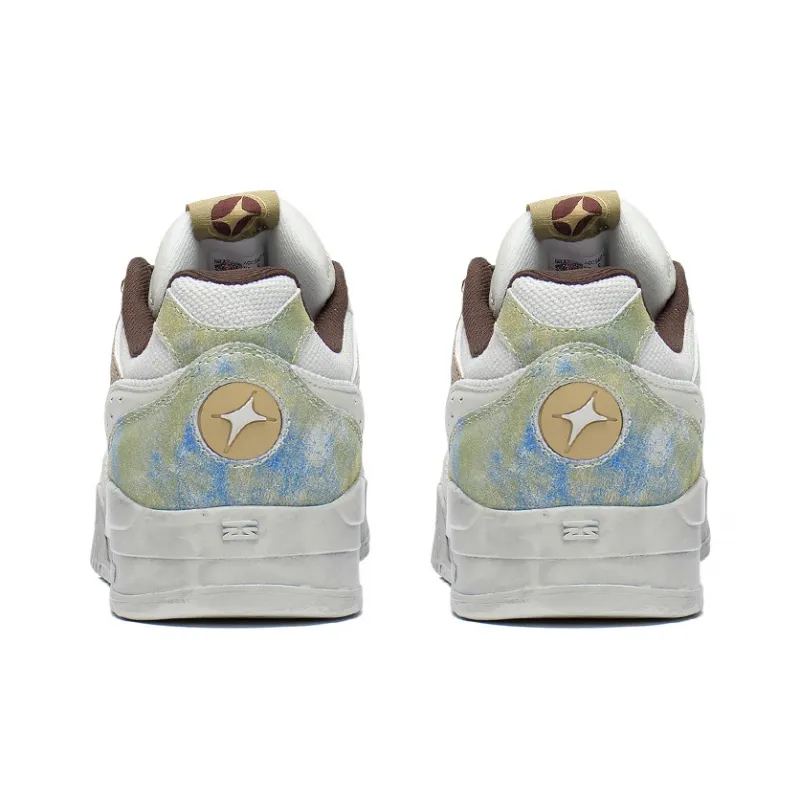 LiNing Moon White Slip Resistant Cushioning Wear Resistant Lightweight Low Top Skateboard Shoes Unisex White Green-3