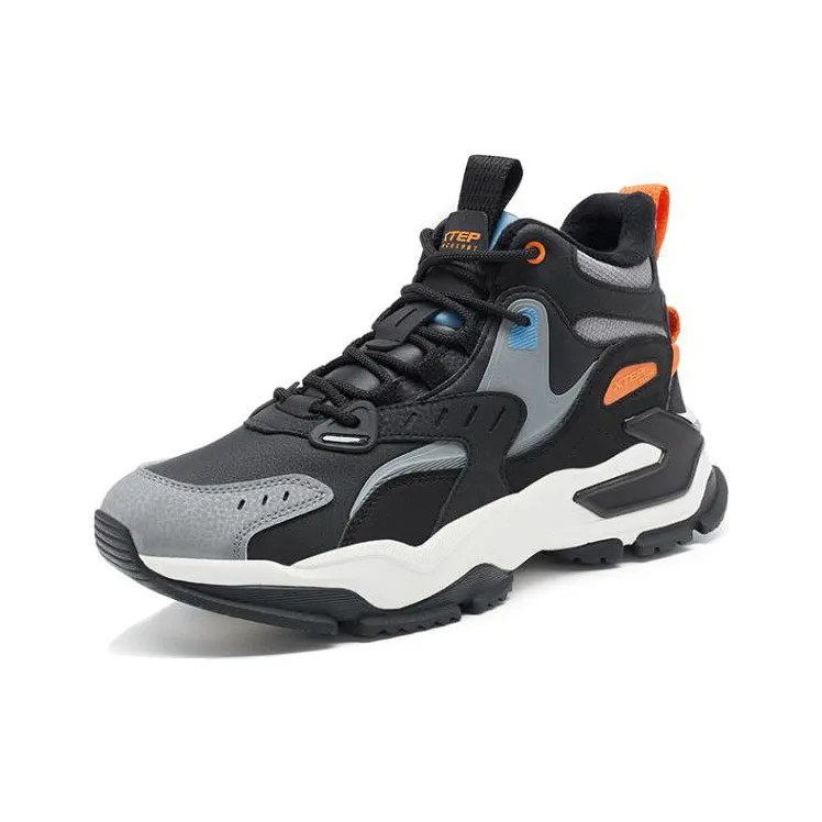 XTEP Red Rock 2.0 Anti Slip Wear Resistant Mid Top Sports Casual Shoes Men's Black Gray-1