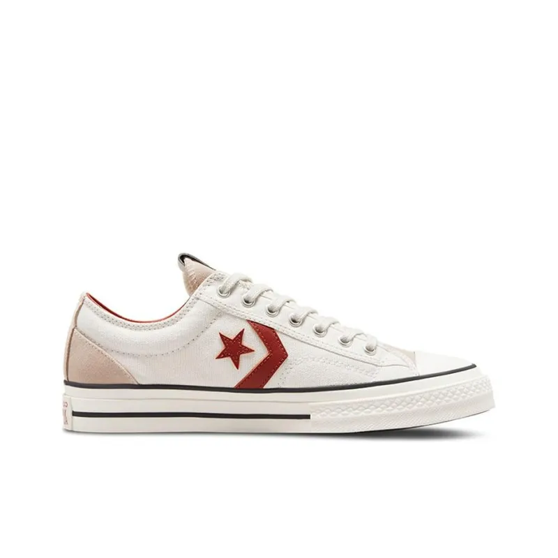 Converse Star Player 76 Anti Slip And Wear Resistant Lightweight Low Top Skateboard Shoes Unisex White Red-1