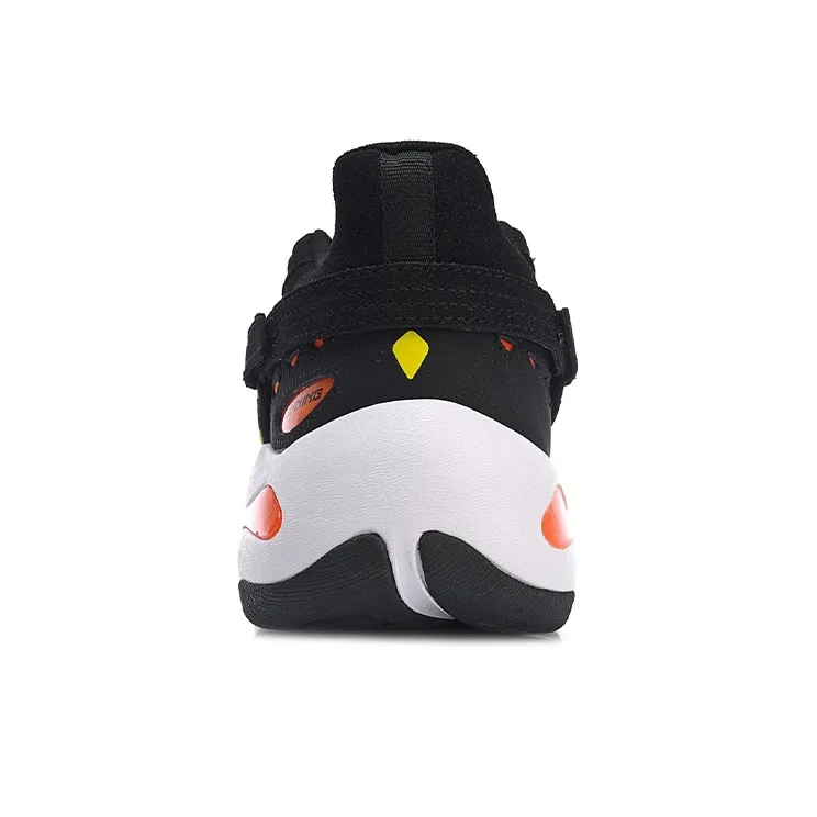 LiNing Butterfly Cushioned Slip Resistant Low Top Chunky Sneakers Black Yellow-4