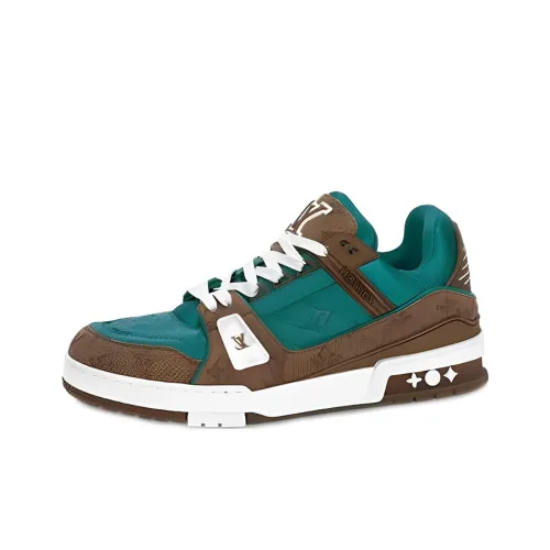 LOUIS VUITTON Trainer Skateboard Shoes Men Low-Top Green Brown