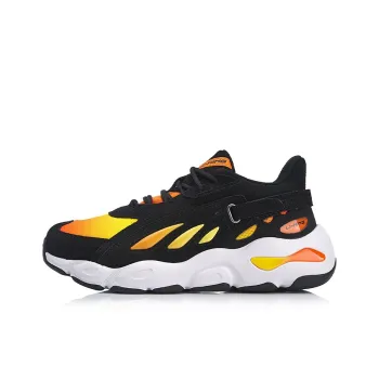 LiNing Butterfly Cushioned Slip Resistant Low Top Chunky Sneakers Black Yellow