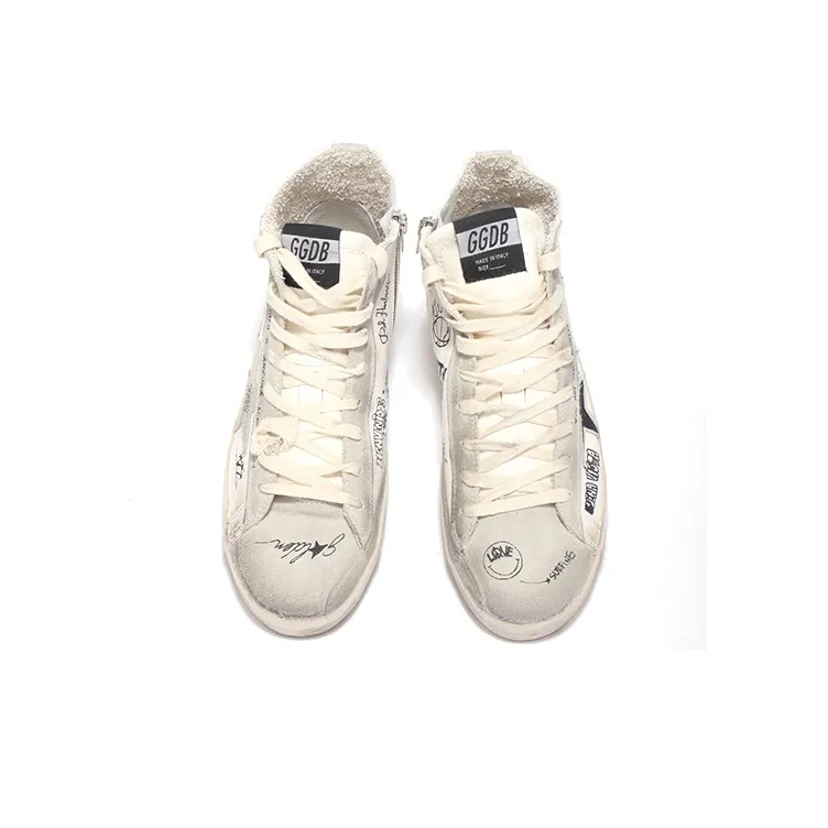 Golden Goose Francy High-Top Stylish Skateboarding Shoes Men's White Vintage Version-2