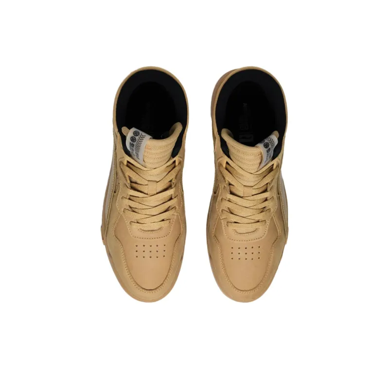 LiNing Mid Leather Anti Slip Wear Resistant Mid Top Skateboard Shoes Men's Mineral Yellow-3