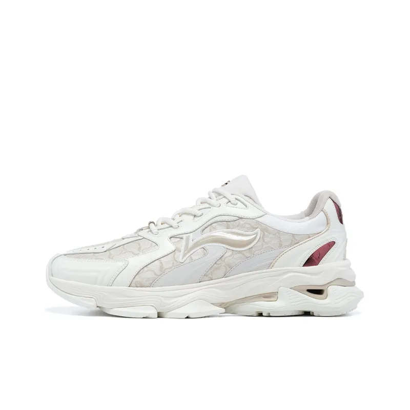 LI NING 1990 Lava Anti Slip Wear Resistant Low Top Sports Casual Shoes Women's White Gray-0